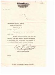 ["The Pittsburgh Courier is requesting copies of \"The \"Negro\" Soldier\" from Congresswoman Helen G. Douglas, who informs them that they have a limited supply but will fill as many requests as possible. The Courier suggests starting with 5,000 copies and may request more depending on the response."]