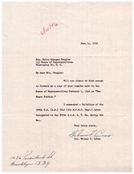 ["Col. Wilmer F. Lucas is requesting a copy of Hon. Helen Gahagan Douglas' remarks made in the House of Representatives on \"The \"Negro\" Soldier\" on February 1, 1946. Col. Lucas commanded a Battalion during the war and is seeking information related to this topic."]