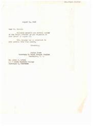 ["Mr. McNeil requested copies of a speech by Helen Gahagan Douglas on the \"\"Negro\" Soldier\" for his research project. Mrs. Douglas's secretary, Evelyn Brown, sent the requested copies and gave permission for Mr. McNeil to quote from the speech."]