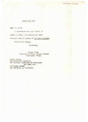["The document is a response to a request for 50 copies of The \"Negro\" Soldier, which are being sent free of charge to the National Conference of Christians and Jews in San Francisco."]