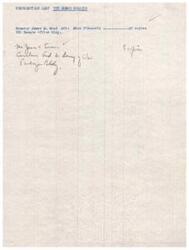["The document is a distribution list for a publication called \"The Negro Soldier\" which is being sent to Senator James M. Mead's office and Mr. Jane C Evers at the Pentagon Building. Senator Mead's office will receive 10 copies of the publication."]