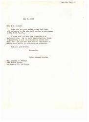 ["Mrs. Jocelyn wrote a letter to Representative Helen Gahagan Douglas expressing concern about slow mail service to servicemen in the South Pacific. Douglas acknowledges the issue and attributes it to rapid demobilization causing a lack of personnel to handle the mail. She reassures Mrs. Jocelyn that the War Department is working to improve the situation."]