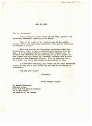 ["The recipient of the letter is informed that there is no record of Allen Colvin's case in the office and that more information is needed to proceed with his discharge from the Army. Specific regulations for discharge are included and the recipient is instructed to have Colvin or his family submit an application for discharge with supporting documents. The document and supporting statements are returned to the recipient for this purpose."]