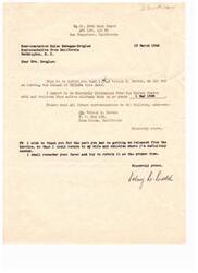 ["The document is a series of letters between Sgt. Volney D. Dortch, his wife Juanita Dortch, and Representative Helen Gahagan-Douglas. Sgt. Dortch is requesting help with his Dependency Discharge Application so he can return home to care for his sick wife and children. Mrs. Dortch expresses gratitude for the help and shares the struggles she is facing in caring for her children while working and dealing with her own health issues. Representative Douglas assures Sgt. Dortch of her interest and desire to help with his situation."]