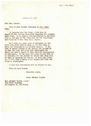 ["The document is a series of correspondence regarding the request for Pfc. Lewis Enna to be discharged from the military to visit his terminally ill mother-in-law. The Rev. Cicero and Mrs. Douglas are discussing the procedures and steps that need to be taken for the request to be considered."]