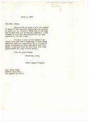 ["Mrs. Fadem wrote to Congresswoman Helen Gahagan Douglas seeking help in obtaining a dependency discharge for her son, Gerald Fadem, who is serving in the Army. Mrs. Fadem is ill and unable to run her business without her son's help. The application for discharge has been approved by the Red Cross and is being considered by the Army. Mrs. Fadem is hoping for a quick resolution to bring her son home."]