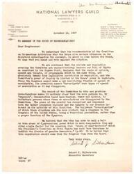 ["A group of witnesses, who were subpoenaed by the House Committee on Un-American Activities and labeled as \"unfriendly,\" are speaking out against the Committee's attempts to censor and control the American motion picture industry. They criticize the Committee's dictatorial demands and anti-Constitutional bias, and urge Congress to undo the harm by voting down the citations against them. They argue that their resistance to the Committee's invasion of their minds, opinions, and associations was a principled stand in protection of industry, employees, the Bill of Rights, and American people. They call for support of a way of life based on law, tradition, and human freedom and dignity."]