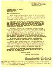 ["The document is a series of letters exchanged between individuals expressing gratitude, support, and admiration for each other. The documents discuss topics such as voting on contempt citations, introducing bills to support disabled veterans, and standing up for convictions. The documents also mention enjoying a letter from Mr. Douglas and send warm regards to each other and their spouses."]