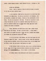 ["Helen Gahagan Douglas discusses the importance of the upcoming election in terms of war and peace. She argues that the Democratic party, led by President Roosevelt, is better equipped to handle international issues and maintain peace. She cites the support of prominent Republicans and political leaders who are endorsing Roosevelt for re-election. Douglas urges listeners to vote for Roosevelt and a Democratic Congress on November 7th."]