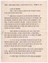 ["Helen Gahagan Douglas gave a speech on a radio station discussing the importance of women being thoughtful and responsible in the 1944 election, particularly in regards to war and peace. She emphasized the need for a building world and highlighted the differences between the Democratic and Republican parties on foreign policy issues. Various quotes from Republican leaders were included to support the notion that President Roosevelt was the wiser choice for leadership during a crucial time. The speech concluded with a call for a non-partisan approach to war and peace."]