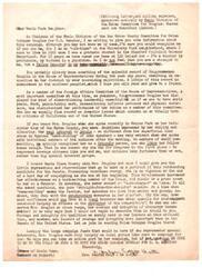 ["The document from Elizabeth Jordan urges women's organizations to support Helen Gahagan Douglas's candidacy for the United States Senate from California, emphasizing the importance of women standing together and supporting each other. Jordan believes that having two women in the Senate would bring a unique perspective to decision-making and contribute to a more peaceful world. She encourages all women to join hands in working towards this goal."]