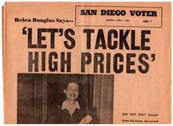 ["The document discusses the Democratic Party's record on foreign policy issues, contrasting it with the Republican Party's actions. It highlights the Democrats' support for bipartisan foreign policy and successful initiatives such as economic aid to Europe. The document criticizes the Republican Party for obstructing and opposing measures that would support freedom and combat communism. It concludes by praising the Democratic Congresswoman Helen Gahagan Douglas for her leadership and contributions to the Committee on Foreign Affairs."]