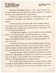 ["Representative Helen Gahagan Douglas criticized Senator Downey for not clearly stating his stance on George H. McLain's pension scheme, which she believes would impoverish elderly citizens. She offered an analysis by Nelson H. Cruikshank, Director of Social Insurance Activities at the American Federation of Labor, who criticized McLain's lack of understanding of social insurance and labeled his characterization of current beneficiaries as \"special privilege\" groups as inaccurate. Douglas and the AFL-CIO aim to improve the Social Security system rather than completely replace it, as McLain suggests."]