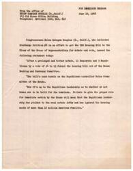 ["In her speech, Helen Gahagan Douglas discusses the urgent need for Federal aid to education in California due to the rapid population growth and lack of industrial property to tax for school funding. She highlights the increasing number of children in need of education, the shortage of classrooms, and the necessity for more teachers. Douglas emphasizes the importance of providing equal educational opportunities for all children, regardless of their location or socioeconomic background."]