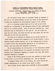 ["The document is a collection of resolutions and communications regarding the closing of Veterans Administration hospitals in southern California, specifically the Van Nuys Birmingham Hospital. Various organizations, including the American Veterans Committee and Veterans of Foreign Wars, express concern about the impact of closing hospitals on veterans in need of medical care and the communities involved. They recommend that the VA take over closed Army and Navy hospitals and oppose the transfer of patients to the naval hospital at Long Beach. The document highlights the importance of providing adequate medical care for disabled and sick veterans."]