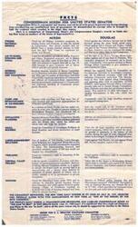 ["Congressman Richard Nixon is running for United States Senator and is asking voters to compare his voting record with that of his opponent, Mrs. Douglas. Nixon has consistently voted for national defense, internal security, cutting government spending, supporting veterans, labor-management relations, small businesses, equal rights for women, and state ownership of tidelands. He is portrayed as a champion of free enterprise and constitutional government, while Douglas is described as an extreme left-winger who wants more federal controls and has fought against exposing and controlling communists in the country."]
