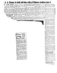 ["The article discusses how Republican candidate Richard Nixon is misrepresenting himself as a Democrat in campaign materials, causing confusion among voters and Democratic candidates. The document highlights the misleading nature of Nixon's campaign tactics and questions his honesty and integrity as a candidate."]