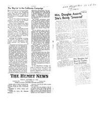 ["The document discusses the author's concerns about Communism, particularly in relation to the voting record of Democratic candidate Helen Gahagan Douglas. The author criticizes Douglas for her perceived weakness against Communism and urges voters to support her opponent, Mr. Nixon, who is portrayed as a strong advocate against Communism. The author emphasizes the importance of firmness in dealing with Communist threats and urges voters to prioritize the country's interests over party lines."]