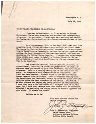 ["Congressman Nixon, running for United States Senator, believes that progress should not be hindered by disagreements over whether power should be provided by public or private entities, or whether water delivery should be limited to those owning 160 acres or less. He argues that the 160-acre limitation issue should not be a concern as it would be difficult to enforce in developed areas. Nixon believes that private companies should be allowed to provide power where they can do so efficiently and at a lower cost than the government, but the government should step in where private companies cannot provide adequate service. He opposes the White-Douglas Bill, which would allow for federal development of power facilities even if it would be more costly to consumers and taxpayers than private enterprise. Nixon believes that the public should receive adequate service at the lowest possible cost."]