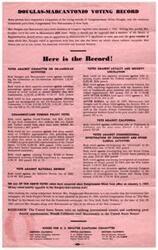 ["Helen Gahagan Douglas consistently voted against measures involving un-American activities, foreign policy, internal security, and national defense. She voted against establishing the Committee on Un-American Activities, providing funds for its activities, and bringing contempt charges against witnesses. She also voted against bills related to loyalty checks for government employees, registration of Communist organizations, and defense and national security measures. Additionally, she voted against aid to countries under Communist domination and measures aimed at increasing security and accountability within the government."]