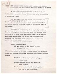 ["Albee Slade interviews Helen Gahagan Douglas, a democratic candidate for congress, on her support for President Roosevelt's domestic and international programs. Douglas emphasizes the importance of realistic taxes, controlling inflation, and renegotiating war contracts to ensure fair treatment for taxpayers and prevent excessive profits during the war. She argues that sacrificing fairness and democracy for profit jeopardizes the faith and sacrifices of American servicemen and women."]