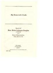 ["In this speech delivered in 1946, Helen Gahagan Douglas emphasizes the importance of democracy and the dangers of falsely labeling democratic principles as communism. She stresses the value of democracy in providing freedom, equality, and opportunity for all citizens. Douglas argues that democracy is the best defense against communism and calls for a continued commitment to democratic ideals in order to protect the achievements and goals of the United States. She expresses her belief in the ability of democracy to address its imperfections and adapt to a changing world. Douglas also shares her reverence for the American government and the principles of freedom and justice it represents."]