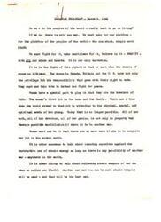 ["The document emphasizes the importance of peace as the only way for humanity to survive and thrive. It highlights the responsibility of women in defending and fighting for peace, as well as the role of scientists in trying to prevent the destructive use of atomic energy. The document also discusses the need for international cooperation, the dangers of war in the atomic age, and the necessity of mobilizing people for a real peace program. Ultimately, The document argues that peace, liberty, and security are indivisible and that all people must work together to create a free and joyous world for everyone."]