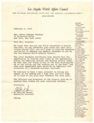 ["The City Center of Music and Drama, Inc. is celebrating its 30th Anniversary and has invited Congresswoman Helen Gahagan Douglas to serve on the Anniversary Committee. The celebration will include a Fanfare Performance and Gala Ball, with famous actors, singers, and dancers from City Center productions since 1943. The Committee is composed of individuals who support City Center's cultural and civic service to the community. Mrs. Douglas is encouraged to participate and a reply is eagerly awaited."]