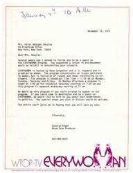 ["The M. Cary Thomas Women's Center at The Johns Hopkins University and the Women's Center at Goucher College are requesting Congresswoman Helen Gahagan Douglass to be the keynote speaker for Women's Week in February 1974. The week will include various women-related activities and events, culminating in a conference on women in the arts. The Planning Committee believes Mrs. Douglass' experience would be a great fit for the objectives of the week and have taken travel accommodations and financial considerations into account. They are looking forward to hearing from her soon."]