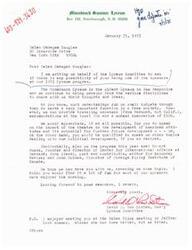 ["The document is from Barbara to Mrs. Douglas discussing changes to a script for a pageant. Barbara requests approval to quote Mrs. Douglas in the pageant, which will benefit World Hunger through Lutheran World Relief. Mrs. Douglas emphasizes the importance of being informed and involved in government, advocating for energy conservation, price and wage controls, and recycling. Mary Helen urges her mother to relax in retirement, but Mrs. Douglas insists on staying active and making a difference. The narrator emphasizes the importance of ordinary people taking action and caring, referencing historical figures like Jane Addams and Clara Barton. The document also touches on the interdependent relationship between men and women, advocating for mutual love and support."]
