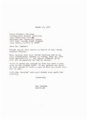 ["The President of Johnson State College is inviting Mrs. Helen Douglas to speak at the annual commencement on May 18th, 1975. The college has a long history and is graduating 221 students this year. The President is eager to answer any questions and asks for a response at Mrs. Douglas's earliest convenience."]