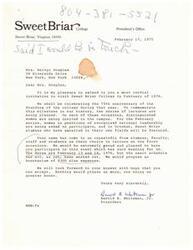 ["Helen Gahagan Douglas declines an invitation to attend a course in Advocacy and Persuasion at Boston University's Public Communication Institute. The Institute is offering a program in communication studies that includes courses in various communication methodologies and professional areas such as journalism, public relations, and advertising. The program aims to provide participants with career discovery opportunities and to bridge the gap between theory and skill in communication. Assistant Director Mary Lou Shields invites Douglas to join them for lunch and an informal talk during the session."]