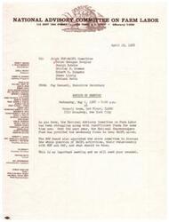 ["The document is a reminder of a meeting of the Joint NSF-NACFL Committee on May 1, 1968. The meeting will discuss NACFL's latest activities report, financial status, and relationship with NSF finances. Fay Bennett, the Executive Secretary, looks forward to seeing the members at the meeting."]
