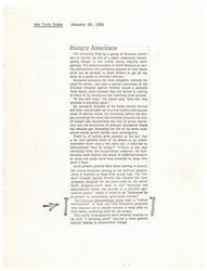 ["The New York Times article from February 24, 1969 discusses the impact of the nation's agricultural policies on the poor, highlighting the reemergence of nutritional diseases and mental retardation due to dietary deficiencies. While there have been some positive developments such as increased funding for investigations and plans to provide free food stamps in certain areas, there are still distressing aspects of the problem. The article criticizes the disproportionate spending on farm income stabilization programs compared to programs aiding the poor, as well as the refusal of the Agriculture Department to provide food or food stamps to the hungry in California. The article calls on Secretary of Agriculture Clifford M. Hardin to take action to address the widespread hunger in America."]