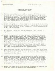 ["The text outlines the scheduling procedures for Oklahoma events, with Dick responsible for supervision and approval of scheduling proposals. Brenda prepares a scheduling printout of invitations, with Oklahoma invites going to Rick. A long-term plan is drawn up based on invitations and staff recommendations, with field reps deciding which events to attend. Brenda inputs invitations on the computer and notifies field reps of MHE's decision. After review, Rick reports recommendations to fill open time. Brenda completes the final schedule, handles flights and accommodations, and distributes it to staff. The text also includes event details for a specific event, such as date, time, location, sponsor, and contact information."]