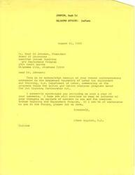 ["Chairman Billy Evans Horse of the Kiowa Tribe of Oklahoma submitted comments on proposed rules for Indian and Native American programs under the Job Training Partnership Act. He expressed concerns about reductions in administrative costs, restrictions on services and job creation costs, defunding over minor issues, and discretionary reductions in grant funds. Congressman Glenn English forwarded these comments to Assistant Secretary of Labor Albert Angrisani for consideration."]