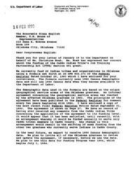 ["The document from Robert Bayles expresses concern about the impact of Occupational Health and Safety regulations on his small business, a car and truck salvage operation in Blackwell, Oklahoma. Bayles is worried about how he will be able to comply with all the regulations given his limited resources and the nature of his business. He asks for assistance in easing the burden of OSHA control and thanks Congressman Glenn English for representing their district. Congressman English responds by acknowledging the concerns and promising to refer the letter to the Department of Labor for their input."]