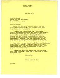 ["Dan M. Crummett is concerned about a situation where O.S.H.A. regulations may be preventing landowners from allowing hunting on their property. He asks Congressman Glen English to clarify the policy and nullify any economic impact on landowners. Crummett also questions if the use of O.S.H.A. regulations as a reason to prevent hunting is legitimate, or if it is just a scapegoat. He expresses appreciation for English's efforts to keep in touch with constituents."]