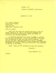 ["The document  consists of a series of letters between Congressman Glenn English and various government officials regarding federal regulations of the coal industry under the Surface Mining Control and Reclamation Act. Governor George Nigh expresses concerns about the future of the coal industry and the impact of federal regulations. Congressman English is working to address these concerns and seek approval for state programs to regulate coal mining."]
