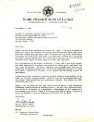 ["Glenn English, a Member of Congress, wrote a letter to Chairman Joseph M. Gaydos expressing concerns and suggestions regarding OSHA programmed inspections in Oklahoma. The document includes input from the Safety Director of the Oklahoma Chapter of the Associated General Contractors of America, Inc. urging careful consideration of the concerns and suggestions."]