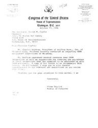 ["The document  is a letter from Congressman Glenn English to Assistant Secretary John A. Pendergrass regarding OSHA programmed inspections in Oklahoma. The document includes concerns and suggestions from Mr. Charles Waldrop, President of Waldrop Bros. Inc., about reducing the percentage of total inspections performed by OSHA personnel. Congressman English urges Mr. Pendergrass to consider these concerns and suggestions."]