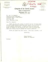 ["The document  is a series of letters between Glenn English, a member of Congress, and Lew Meibergen, the Chairman of the Board of W.B. Johnston Grain Company, regarding a request for an extension of the comment deadline for proposed safety standards for grain handling facilities. English supports the extension and has contacted OSHA officials urging them to extend the deadline. Meibergen requests a 90-day extension for the public comment period to allow time to review an economic impact study."]