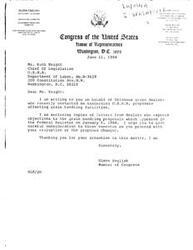 ["The document  consists of letters sent by Congressman Glenn English in response to concerns raised by various grain handling facilities regarding proposed OSHA regulations. The facilities express opposition to the regulations, stating that compliance will be costly and not necessarily improve safety. They refer to a statement by the National Grain and Feed Association outlining their objections to the proposed standards. Congressman English assures the facilities that he will contact OSHA officials to urge them to consider their objections."]