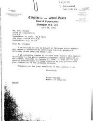 ["The document  includes a letter from Richard Humphreys, the general manager of Farmers Grain Company, expressing concern over proposed OSHA regulations for grain handling facilities. He outlines the potential costs of compliance and believes the regulations are unnecessary and impractical. Congressman Glenn English responds, acknowledging the concerns and promising to raise them with OSHA officials. The document  also includes a white paper from the National Grain and Feed Association opposing the proposed regulations and emphasizing the industry's commitment to safety through research and education programs."]