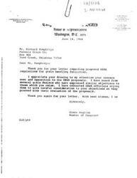 ["The document  is a correspondence between Glenn English, a member of Congress, and Barry J. White, Director of Safety Standards Programs at the Occupational Safety and Health Administration (OSHA). Mr. English expresses concerns over proposed OSHA regulations for grain handling facilities on behalf of his constituents. Mr. White responds, acknowledging the concerns and assuring that they will be considered during the rulemaking process to minimize economic impact while enhancing safety and health for employees in the industry."]