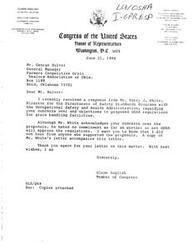 ["Glenn English, a Member of Congress from Oklahoma, received a response from Barry J. White of the Occupational Safety and Health Administration regarding concerns over proposed OSHA regulations for grain handling facilities. White acknowledged the concerns but did not commit to whether the regulations would be approved. English informed a grain dealer, Mike Mahoney, of White's response and assured him that he did not receive any support for the proposals. OSHA will consider the economic impact on grain handling facilities and the safety of employees during the rulemaking process."]