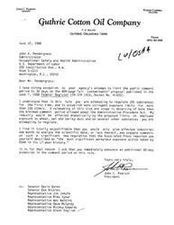 ["Fisher Grain Inc. is a company specializing in grain and grain storage with a capacity of 1,380,000 bushels. The company has been operating for 46 years without any respiratory problems among its employees. They are requesting more time to study and prepare comments on a proposed regulation regarding air contaminants in the workplace. The president of the company, L. Sam Fisher, has sent a letter to the Occupational Safety and Health Administration expressing their concerns."]
