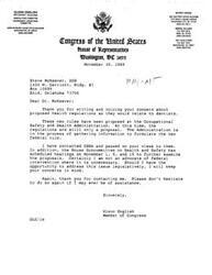["Bob D. Berry, Executive Director of the Oklahoma Dental Association, visited Congressman Glenn English's office to discuss concerns about the new OSHA guidelines for dental offices. The guidelines are causing financial hardship for dentists and driving up healthcare costs. Congressman English expressed willingness to review information from the American Dental Association and offer assistance. Berry thanked English for his attention to the issue and requested his consideration for the concerns of Oklahoma dentists."]