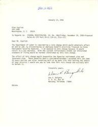 ["Richard N.C, an employee at the Oklahoma State Employment Service, is writing to Honorable  Glenn L. English expressing opposition to proposed changes by the Department of Labor that would reduce fringe benefits for employees. He states that these changes will lead to decreased job security and may cause employees to seek employment elsewhere. Richard N.C requests English to review the matter and persuade the Department of Labor to reconsider the proposed actions. The document  also provides detailed information about the proposed regulations and their impact on employee fringe benefits."]