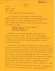 ["The document  is a series of correspondence and chronologies related to C.E.T.A. grant proposals and audits involving the Cheyenne-Arapaho Tribes of Oklahoma. It includes requests for technical assistance, approval of grant proposals, and completion of audits. The tribal chairman expresses hope for approval of their FY-79 C.E.T.A. program."]